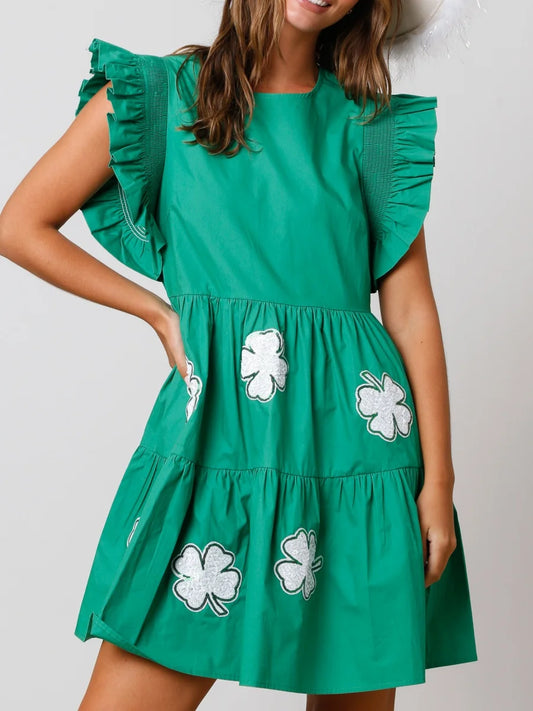 lucky clover sequin dress