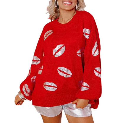 kiss me all over sequin crew sweater