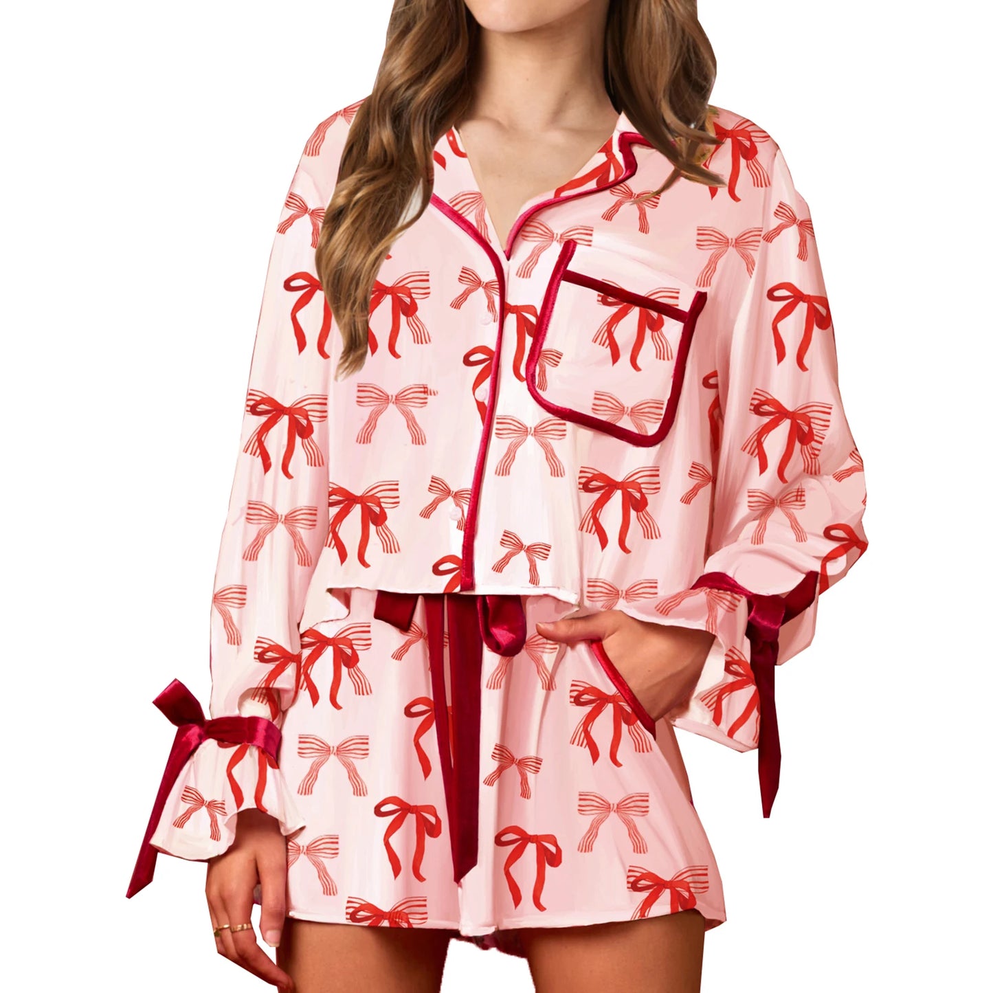 valentine's day bow pajamas