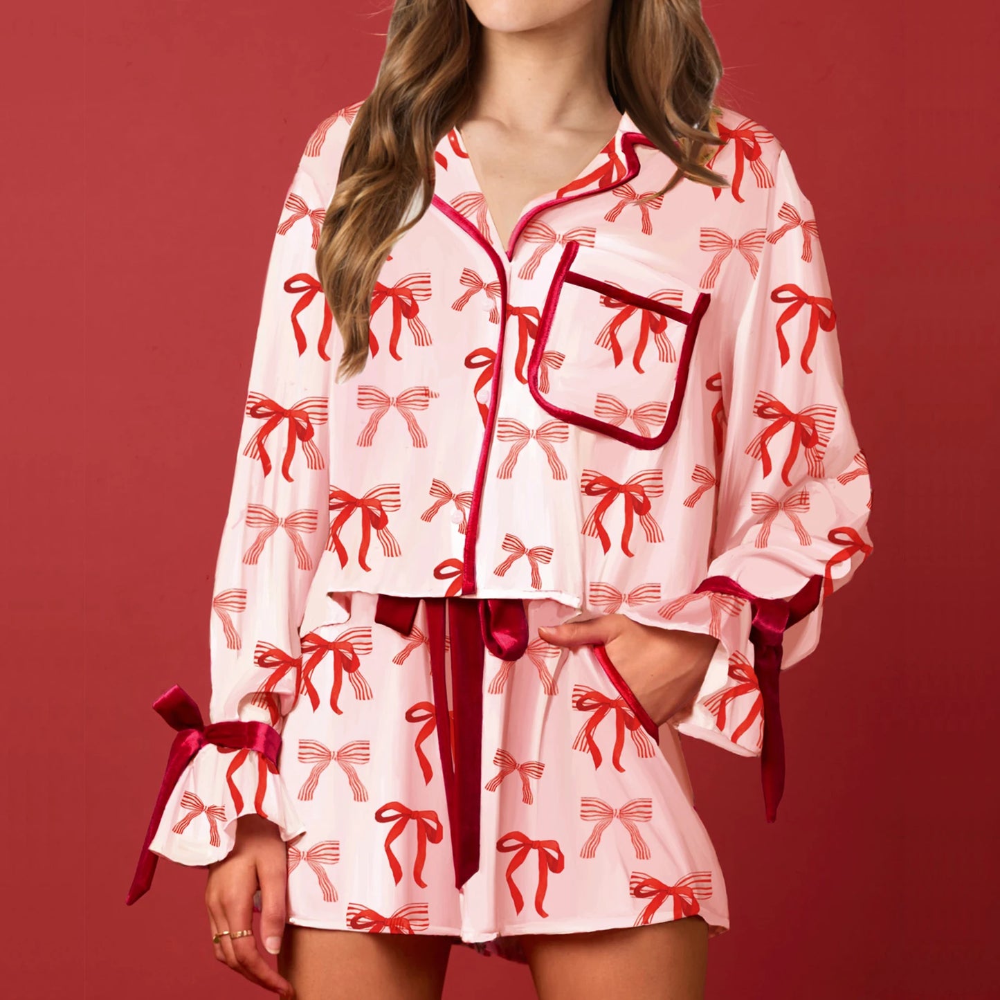 valentine's day bow pajamas