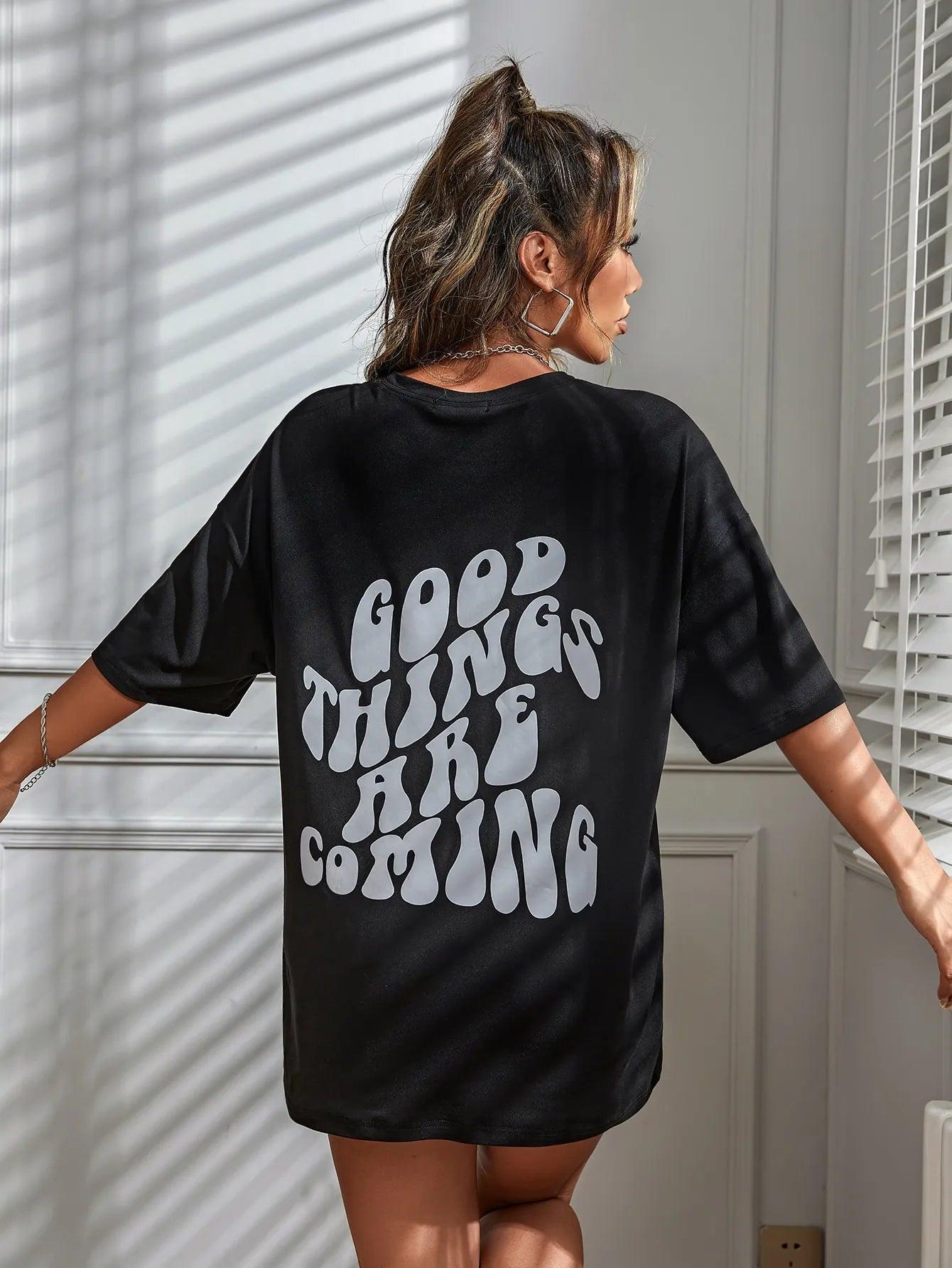 good things are coming oversized t-shirt - basil boutique