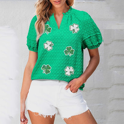 shamrock puff sleeve top