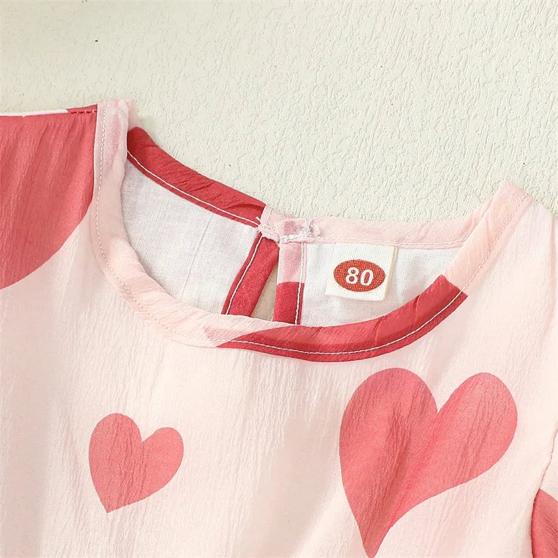 heart puff sleeve kids dress