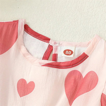 heart puff sleeve kids dress