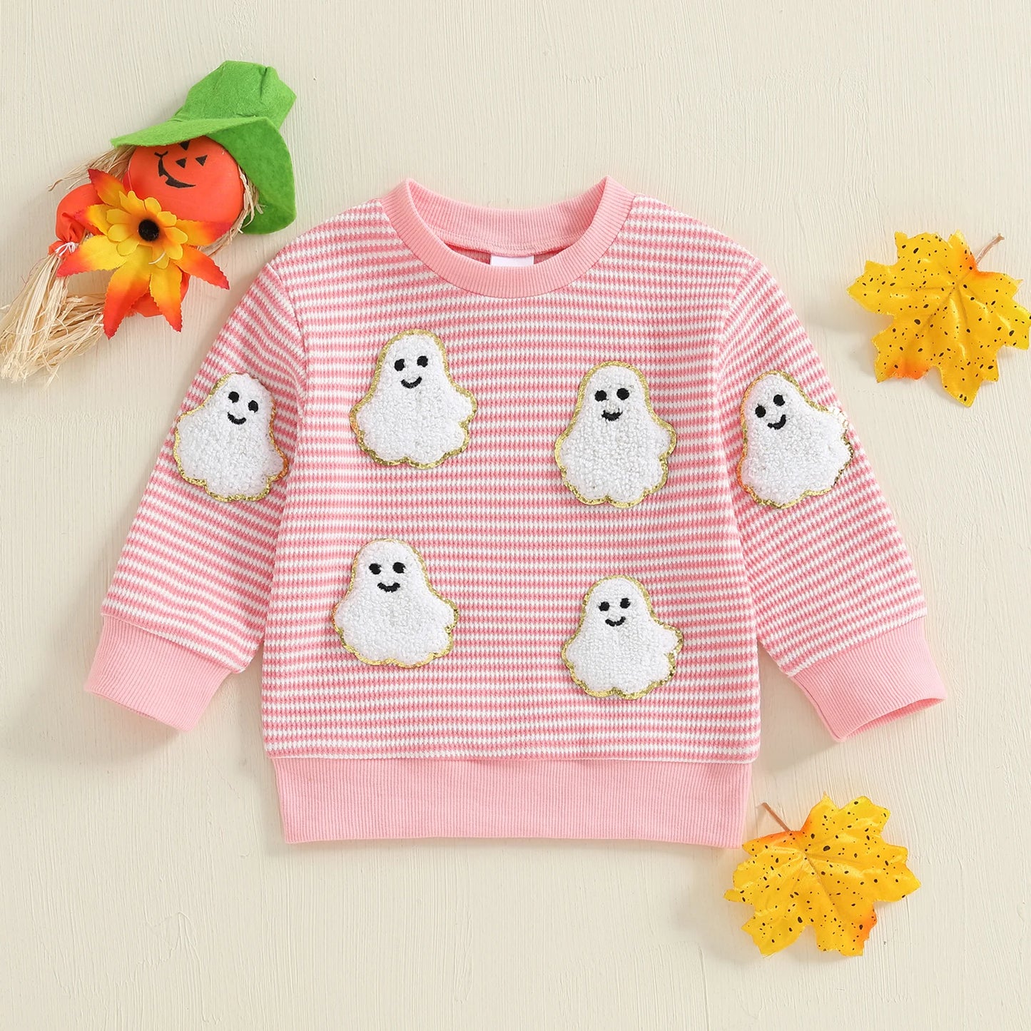 ghost + pumpkin striped kids outfits