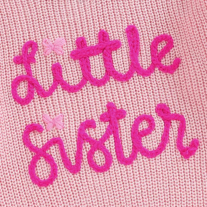 big + little sister hot pink knit sweaters - basil boutique