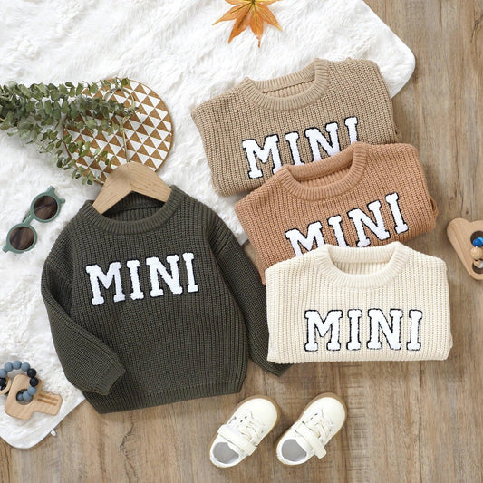 mini knit kids crew sweater - basil boutique