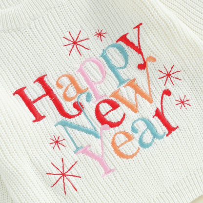 happy new year knit kids sweater - basil boutique