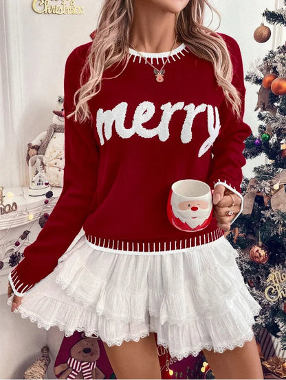 merry knit crew sweater
