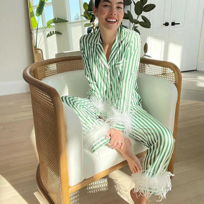 pinstripe feather pajamas