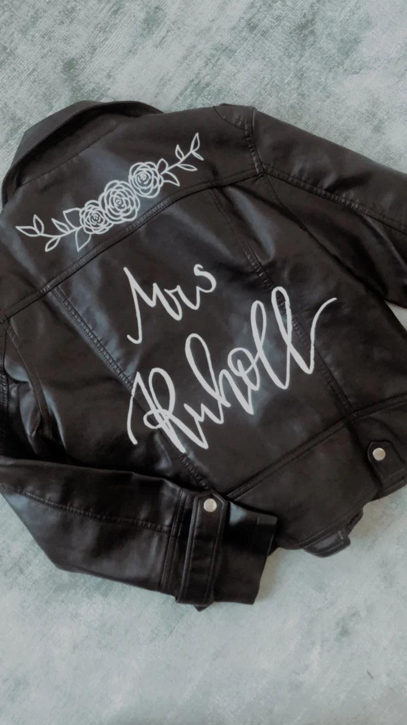 personalized faux leather jacket - basil boutique