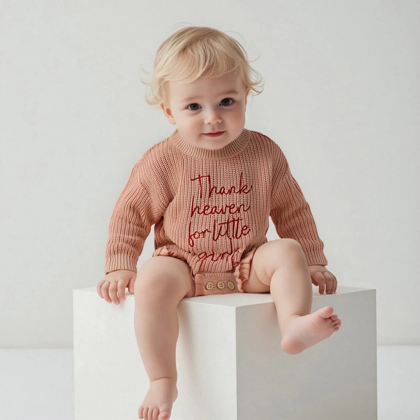 thank heaven for little girls ruffle onesie