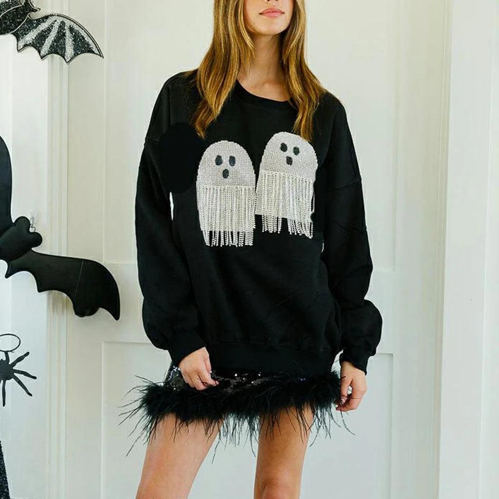 ghost sequin + tassel crew sweater - basil boutique