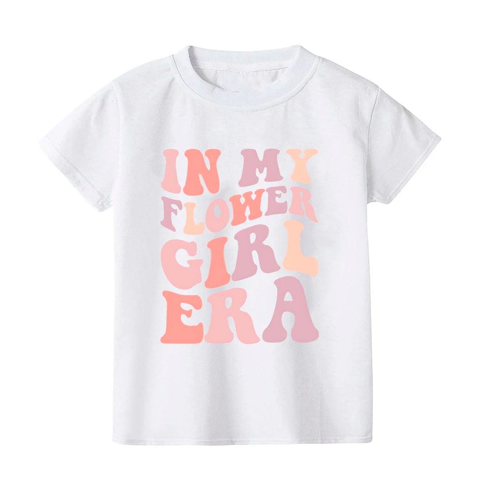 in my flower girl era kids t-shirts