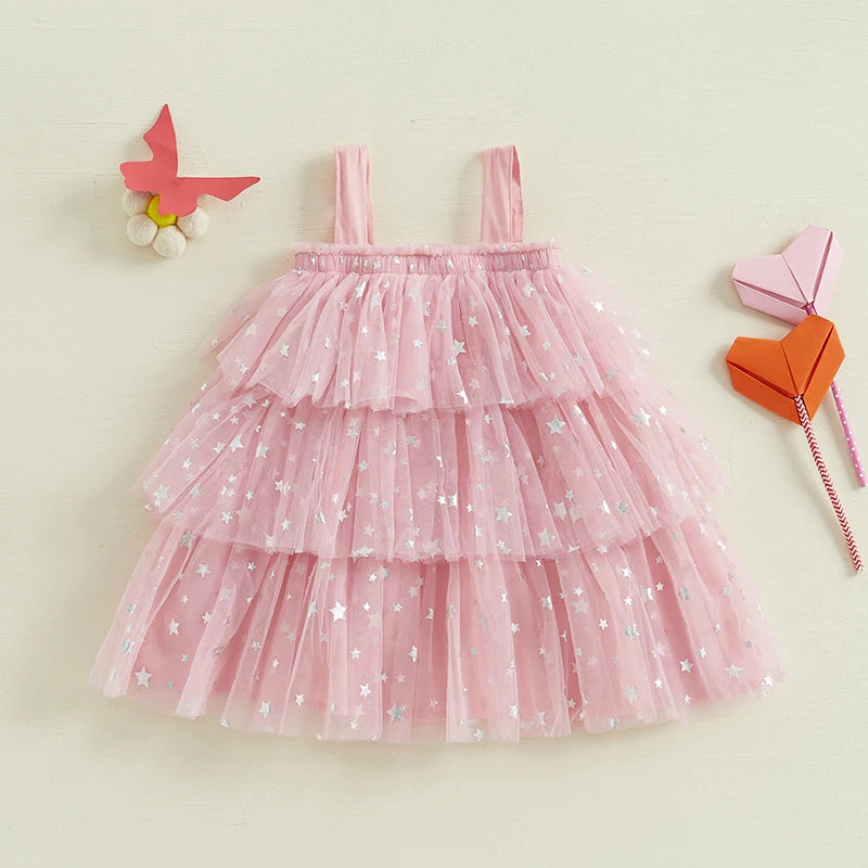 3D heart tulle kids dress