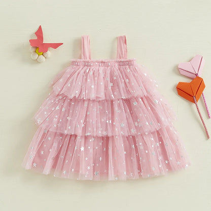 3D heart tulle kids dress