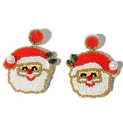 santa claus beaded earrings - basil boutique