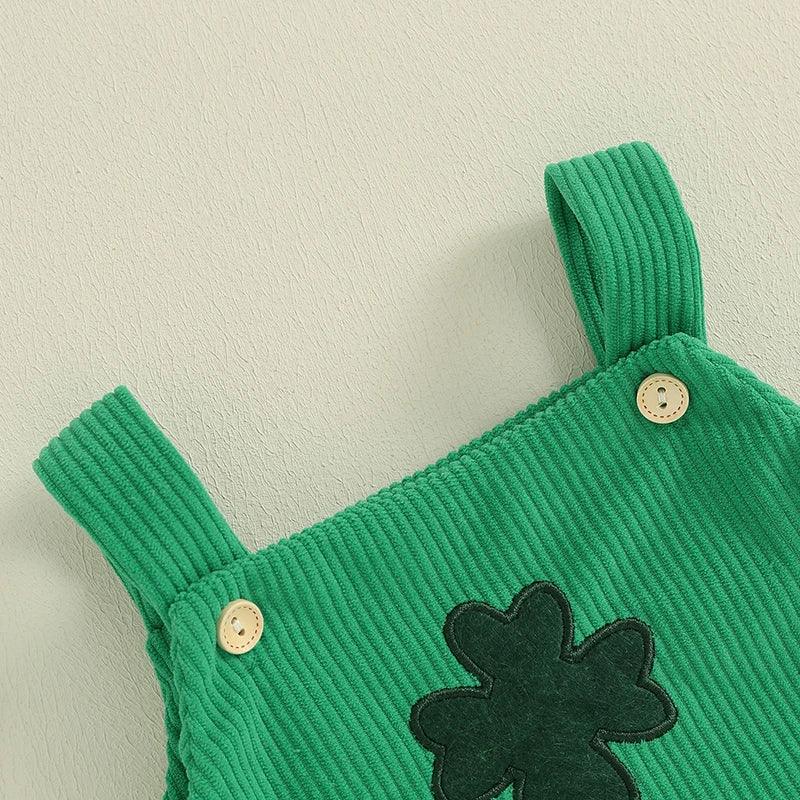 four leaf clover overall onesie - basil boutique