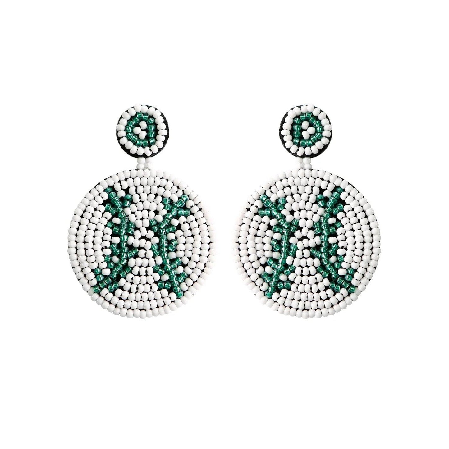 baseball beaded earrings - basil boutique