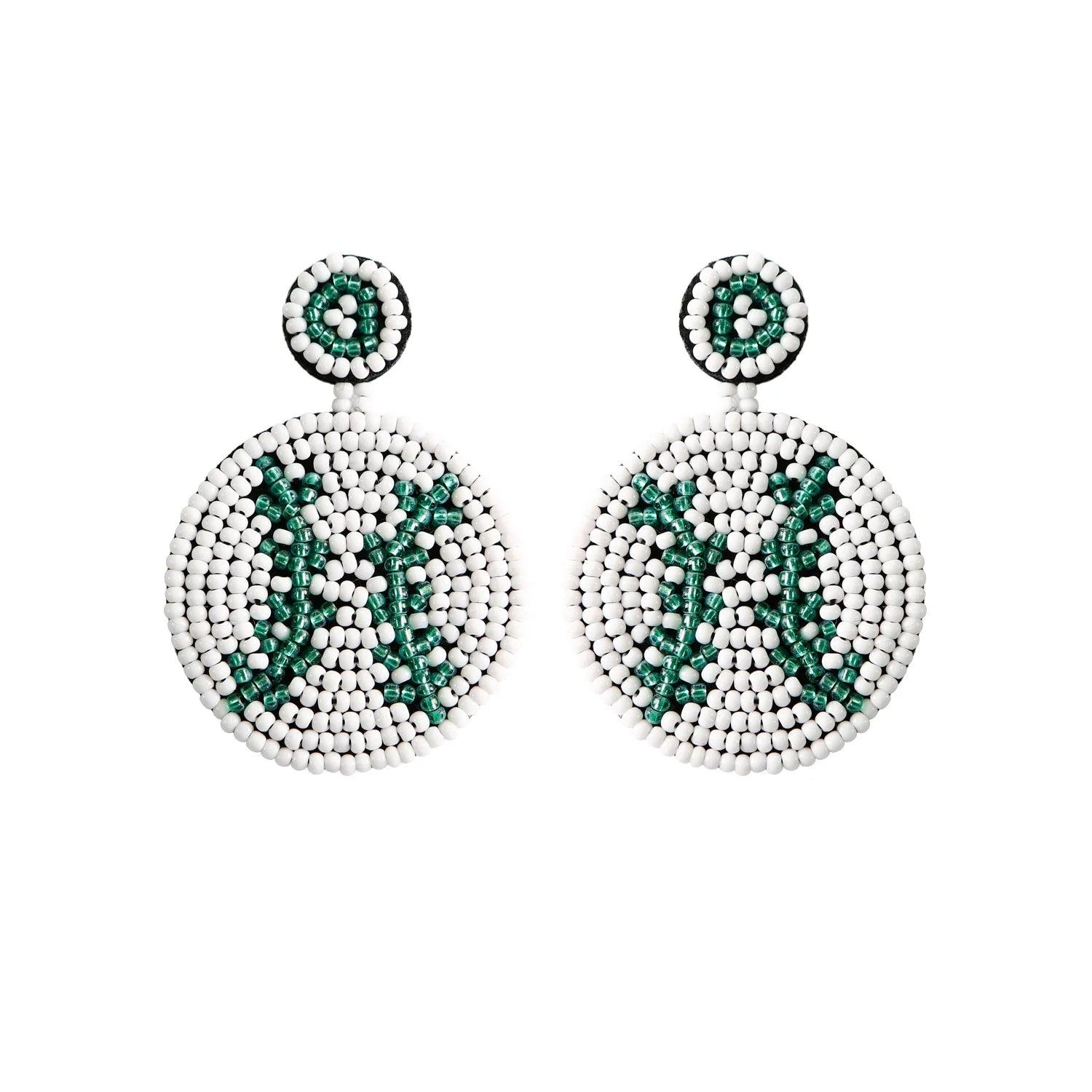 baseball beaded earrings - basil boutique