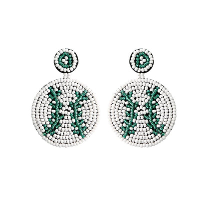 baseball beaded earrings - basil boutique