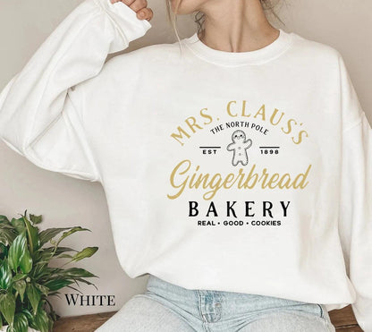 mrs. claus gingerbread bakery crew sweatshirt - basil boutique