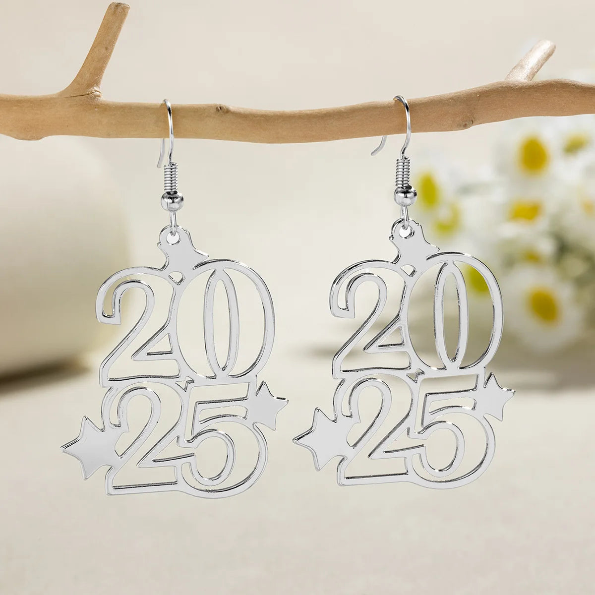 LATS Fashion Personality Alloy Star Cut-out 2025 Dangle Earrings for Women Fit New Year's Eve Welcome Party Jewelry Gift - basil boutique