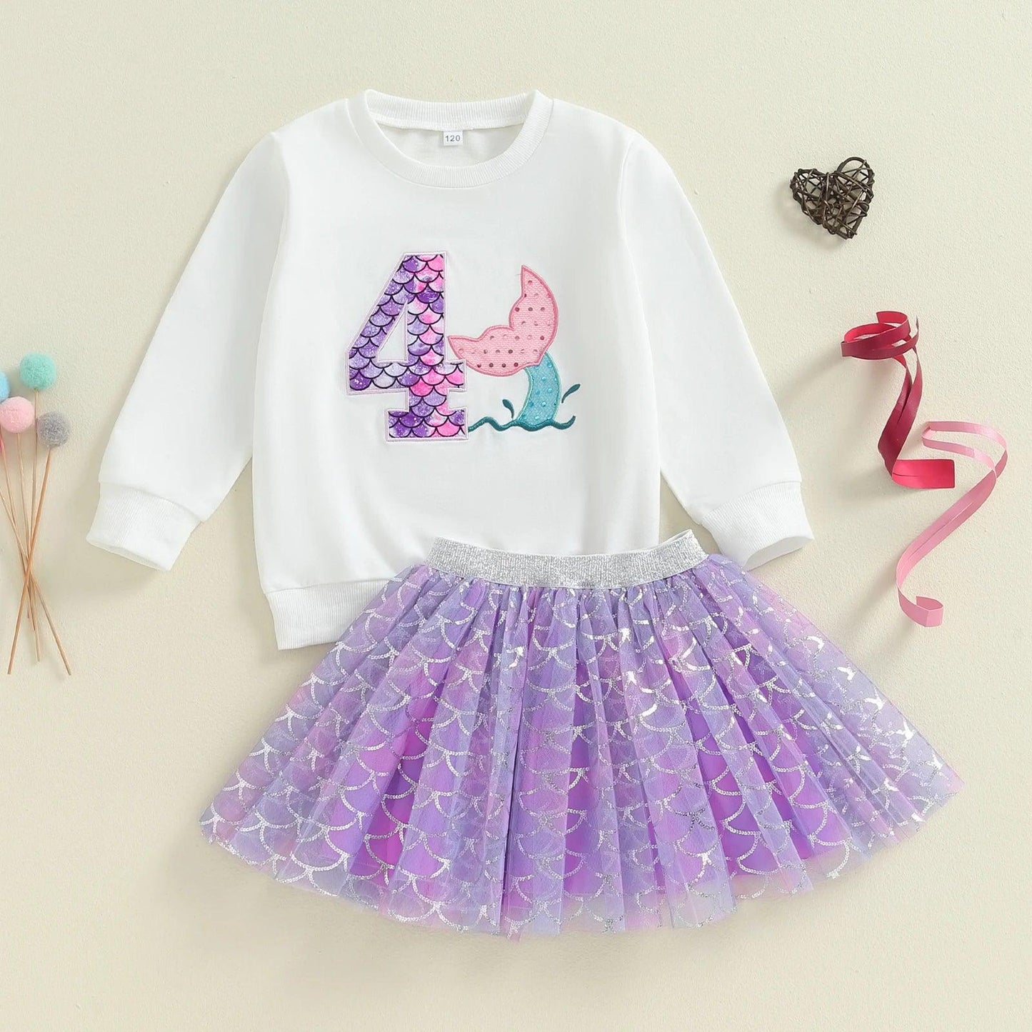 mermaid birthday kids outfit - basil boutique