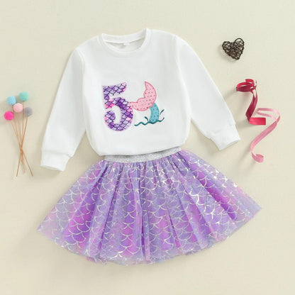 mermaid birthday kids outfit - basil boutique