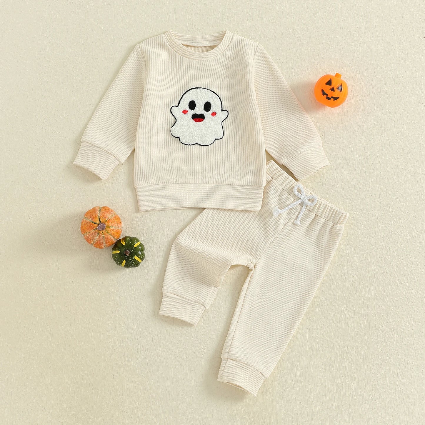 spooky waffle knit kids outfit