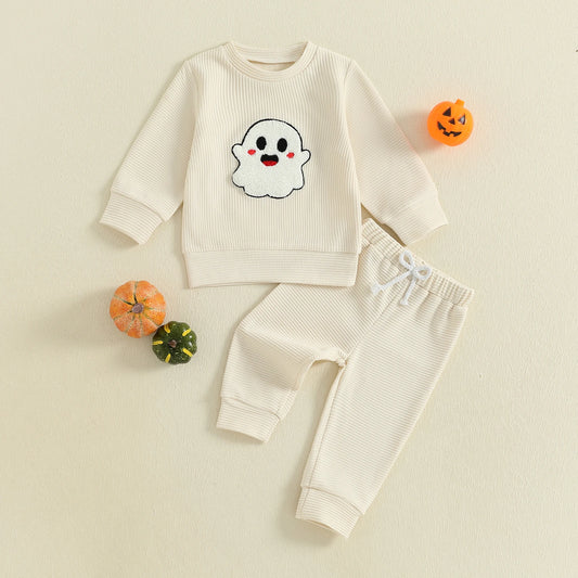 spooky waffle knit kids outfit