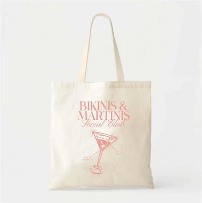 personalized bikinis + martinis tote bag - basil boutique