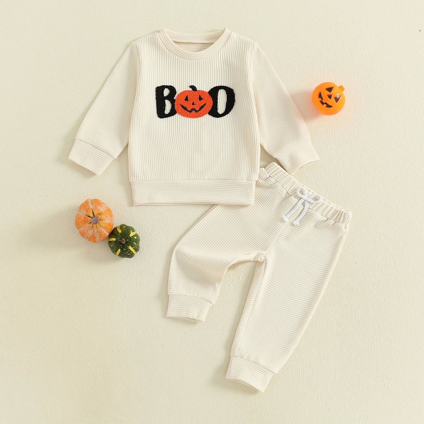 spooky waffle knit kids outfit