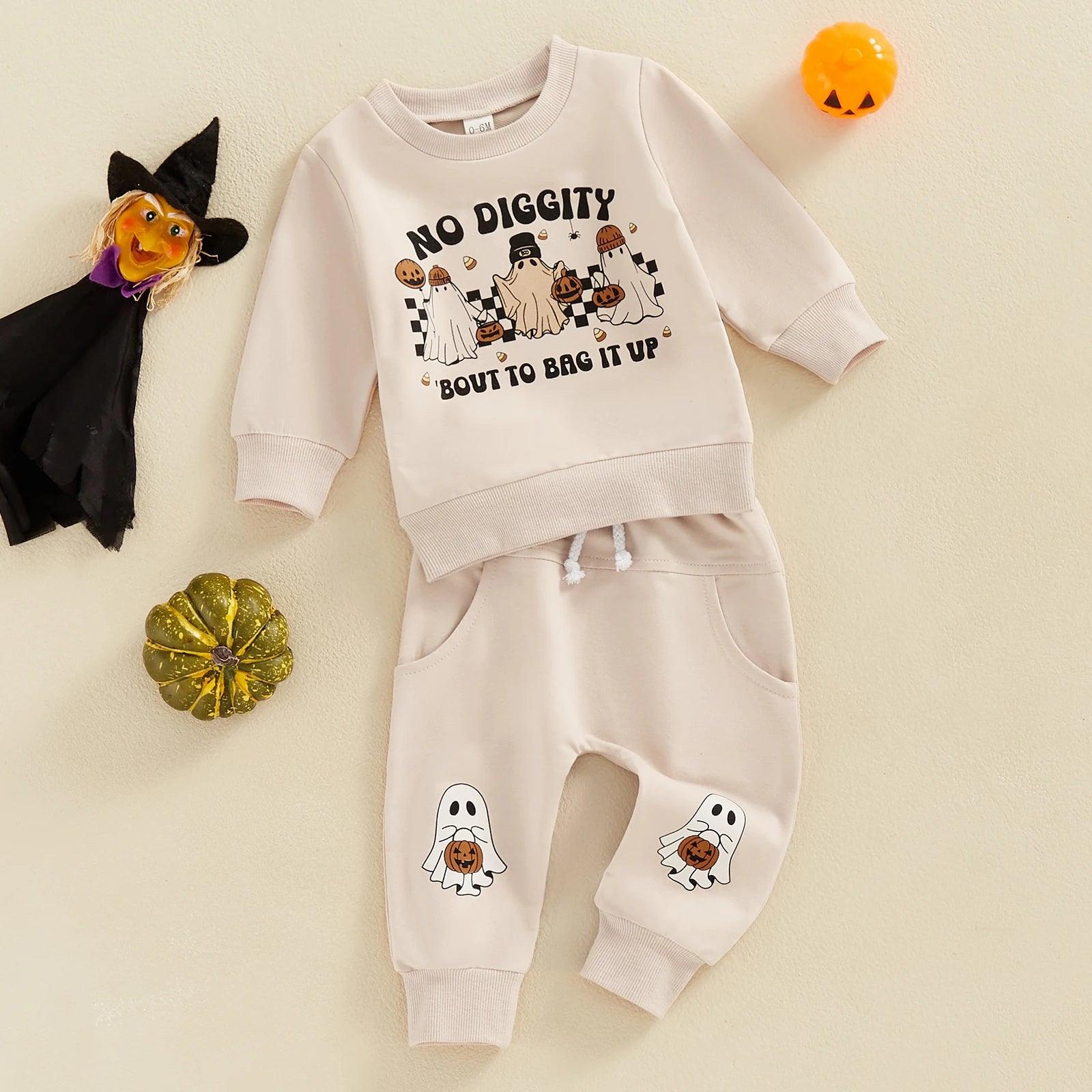 no diggity halloween kids outfit - basil boutique