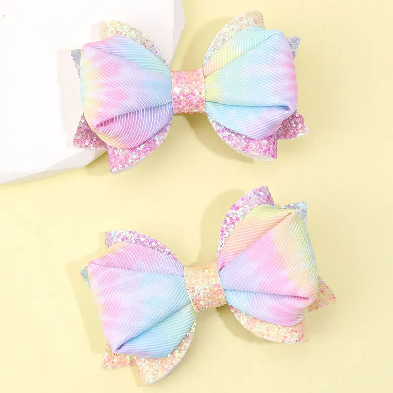 heart glitter hair bows