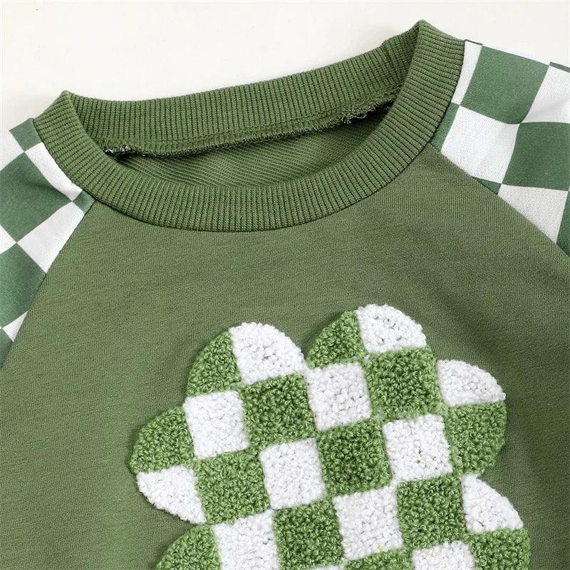 checkered clover kids outfit