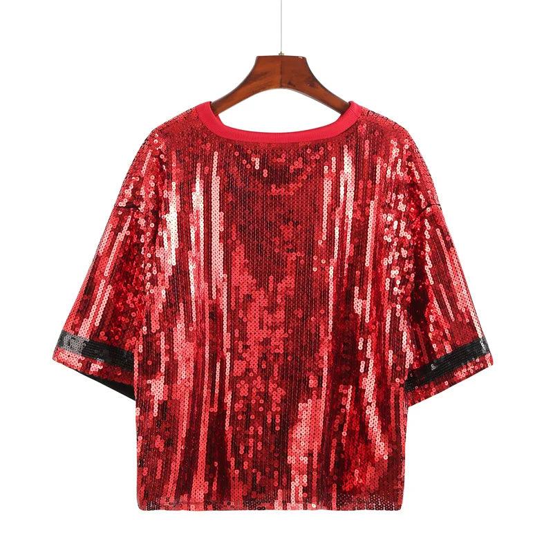 game day sequin crop top