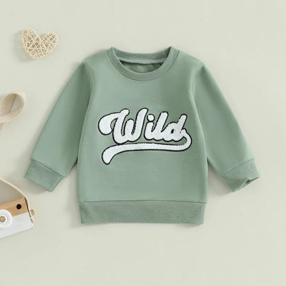 wild vintage kids crew sweatshirt - basil boutique