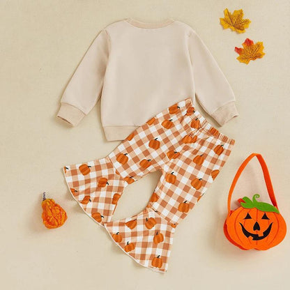 pumpkin plaid kids outfit - basil boutique