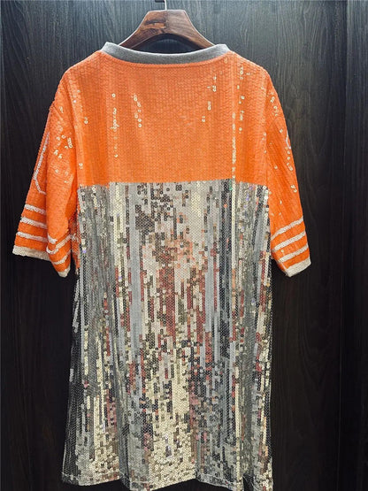 number 16 sequin t-shirt dress - basil boutique