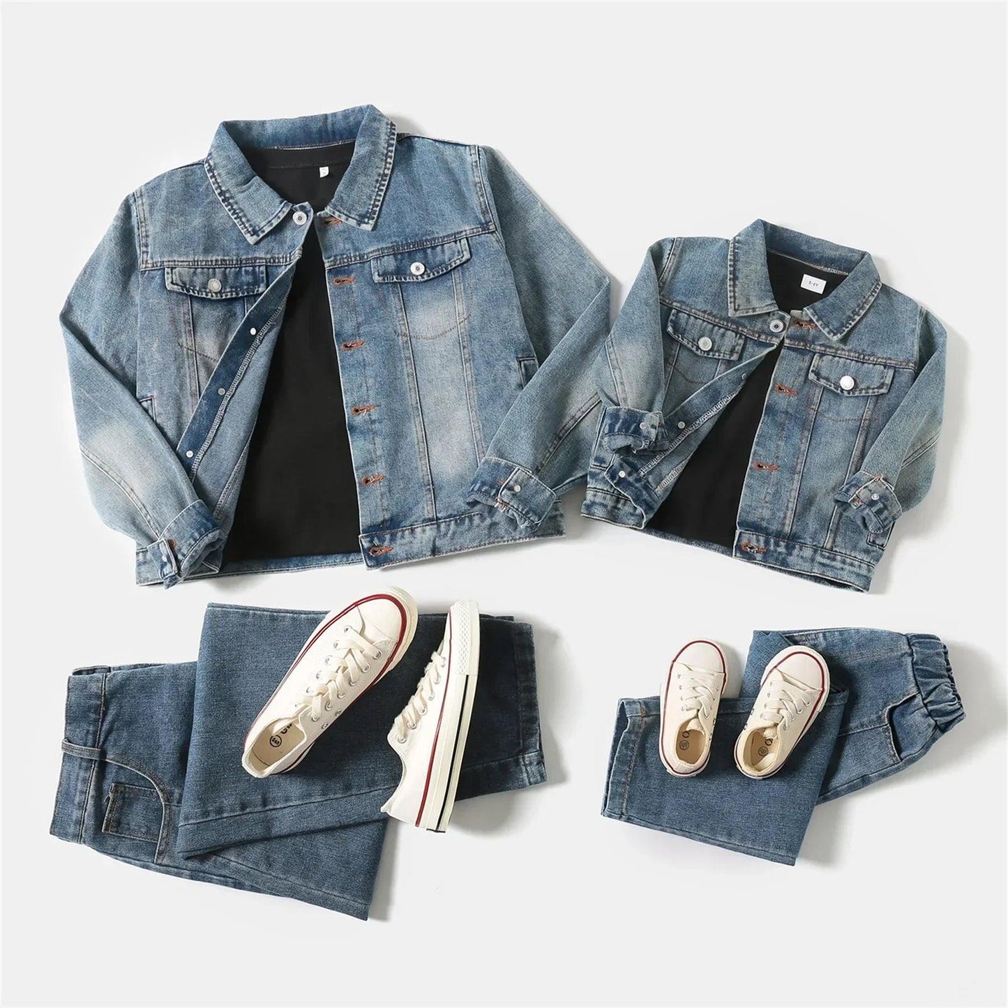 mama + mini matching denim jackets - basil boutique