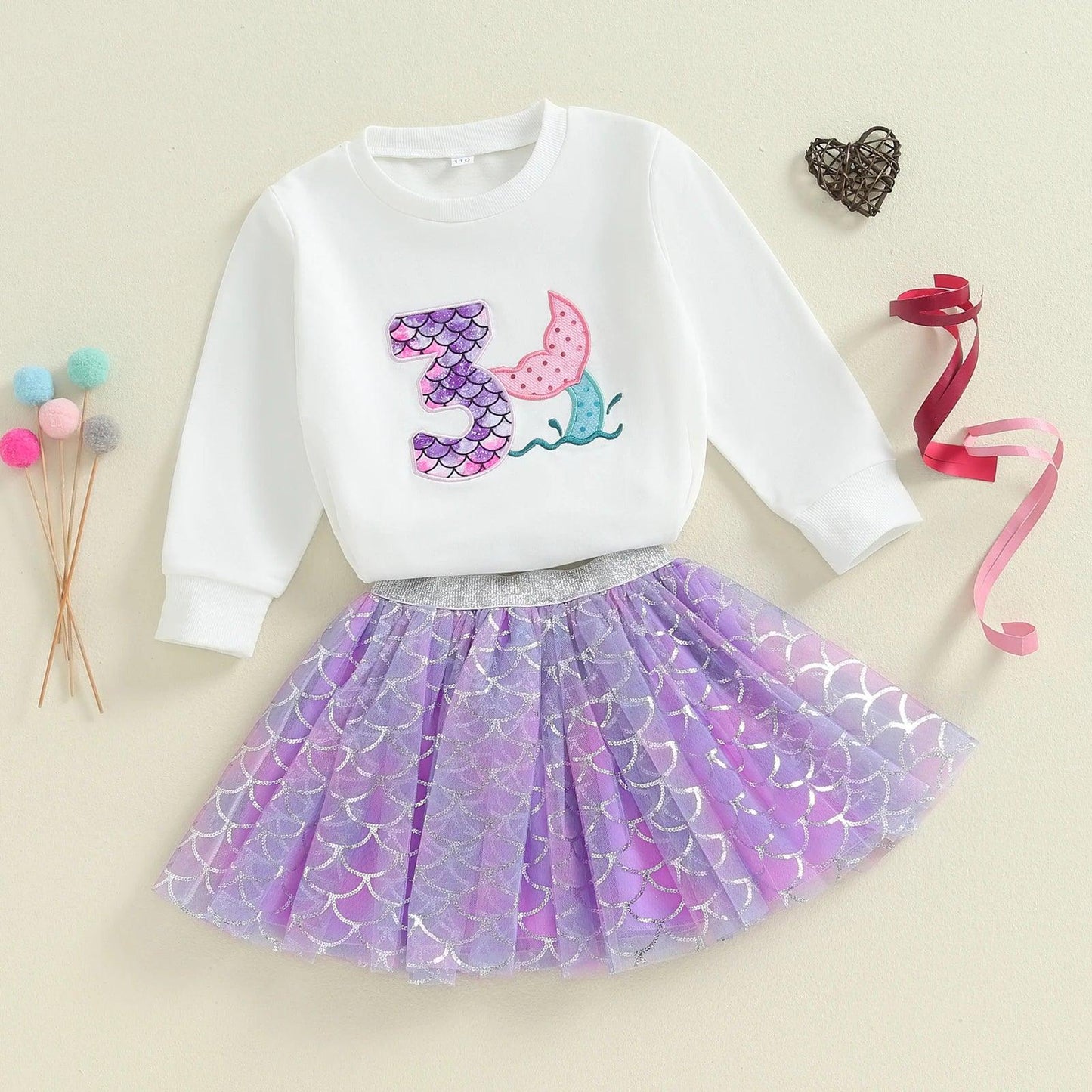 mermaid birthday kids outfit - basil boutique