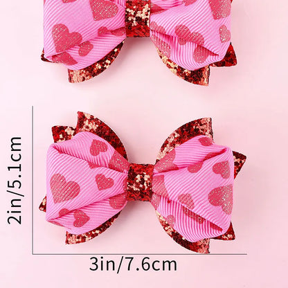 heart glitter hair bows