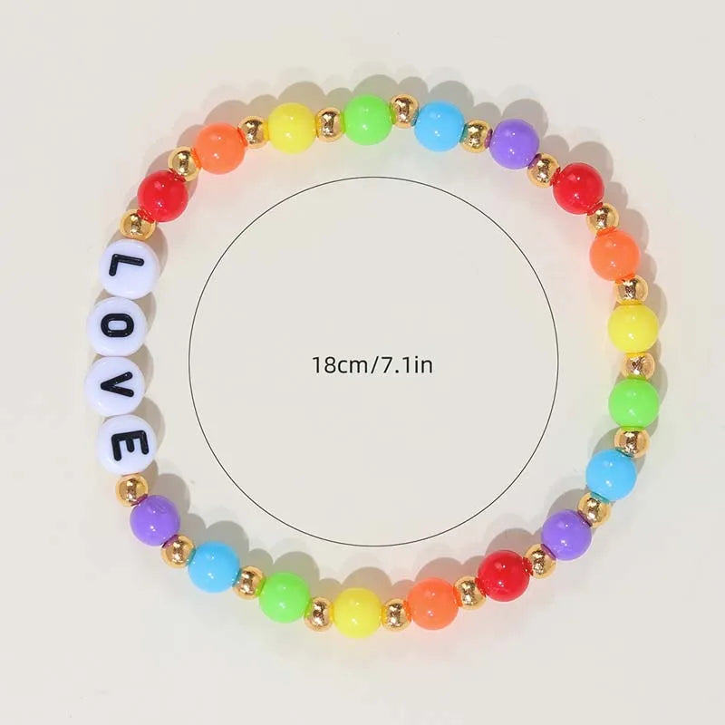 Oaoleer 4Pcs/set Pride Day Love Heart Bracelet for Woman Girls Cute Boho Mixed Color Bracelet Women Aesthetic Jewelry Wholesale - basil boutique