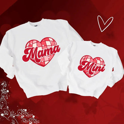 mama + mini disco valentine matching crew sweatshirts