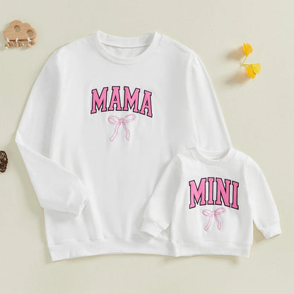 mama + mini bow matching crew sweatshirts