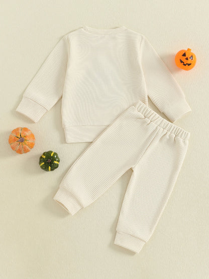spooky waffle knit kids outfit