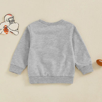 game day bow + football kids crew sweatshirt