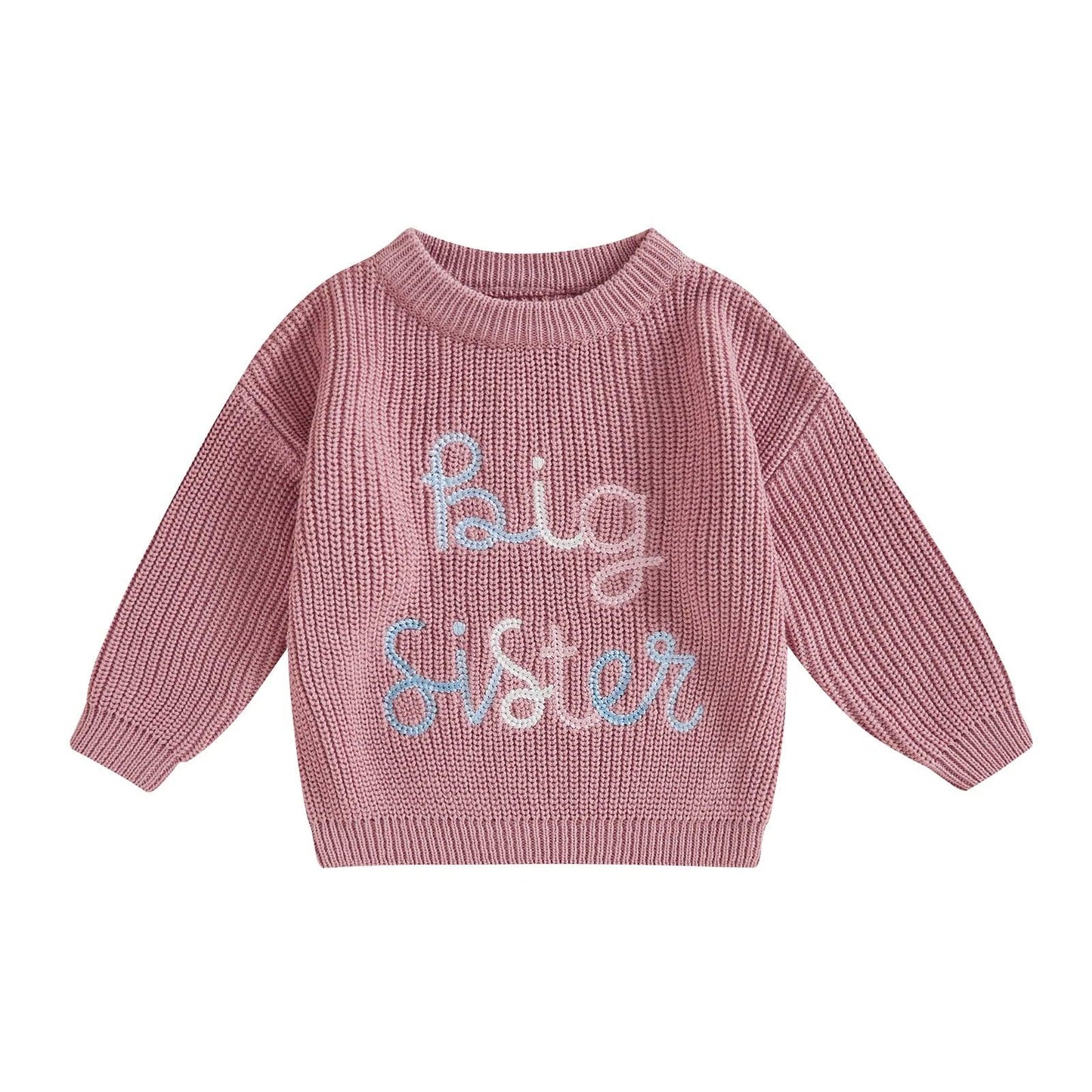 big sister pastel ombre knit kids sweater - basil boutique