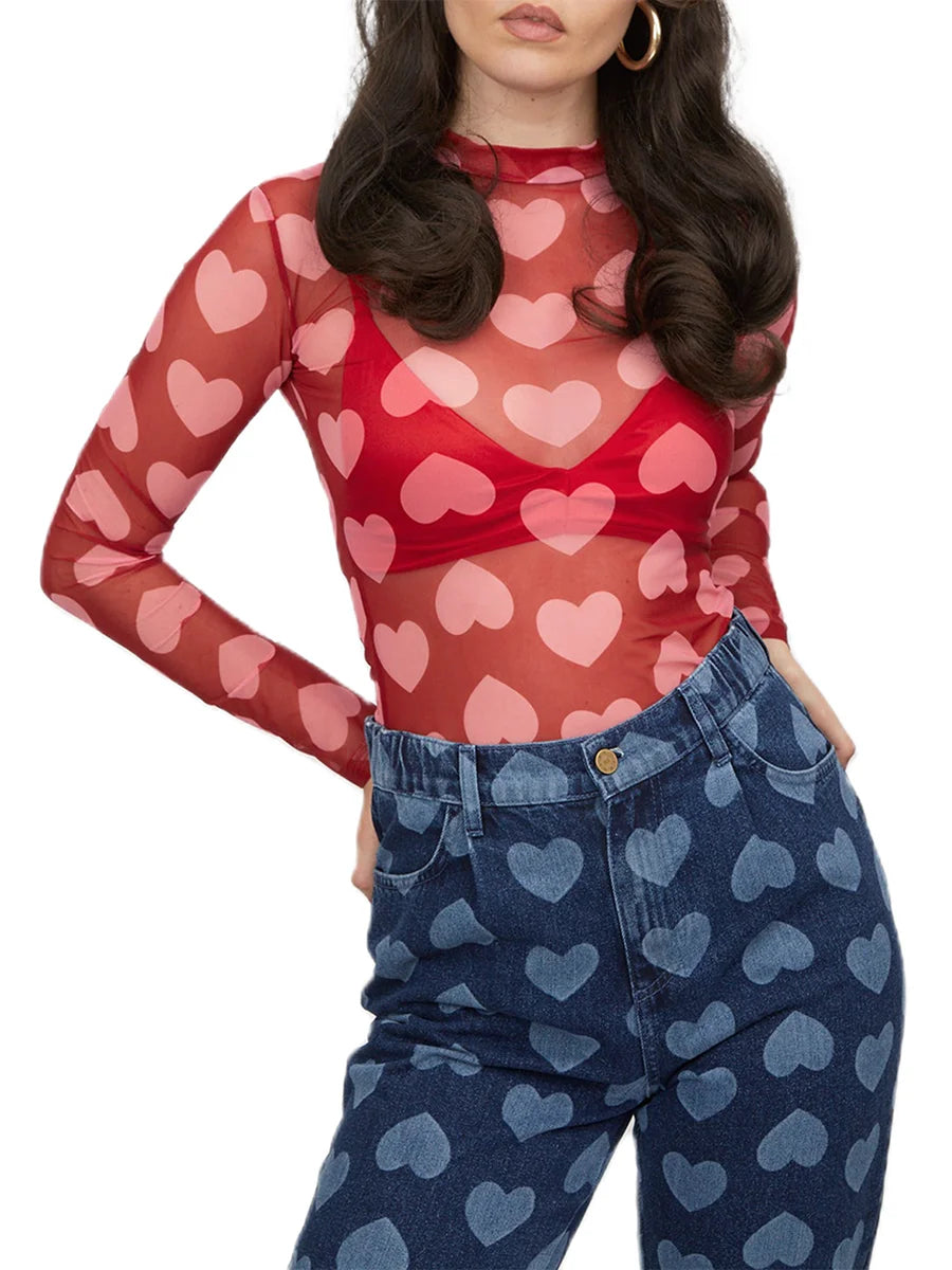 sheer mesh heart top